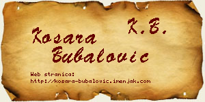 Kosara Bubalović vizit kartica
